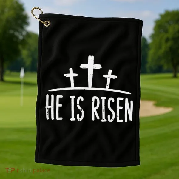 Easter He Is Risen Cross Religious Christian Golf Towel
