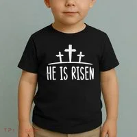 Easter He Is Risen Cross Religious Christian Toddler T-Shirt thumb 2