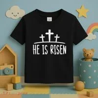Easter He Is Risen Cross Religious Christian Toddler T-Shirt thumb 3