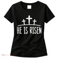 Easter He Is Risen Cross Religious Christian Women's T-Shirt thumb 0