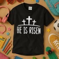 Easter He Is Risen Cross Religious Christian Kids T-Shirt thumb 3