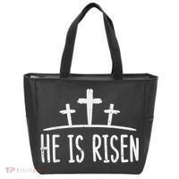 Easter He Is Risen Cross Religious Christian Tote Bag thumb 0