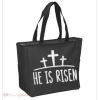 Easter He Is Risen Cross Religious Christian Tote Bag thumb 2