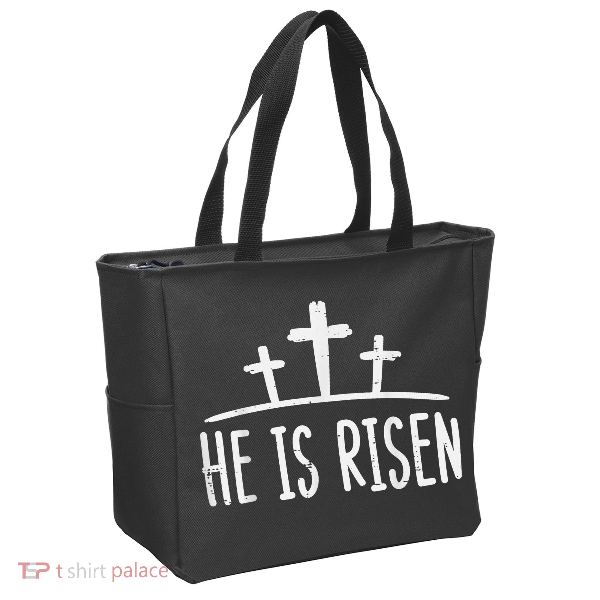 Easter He Is Risen Cross Religious Christian Tote Bag