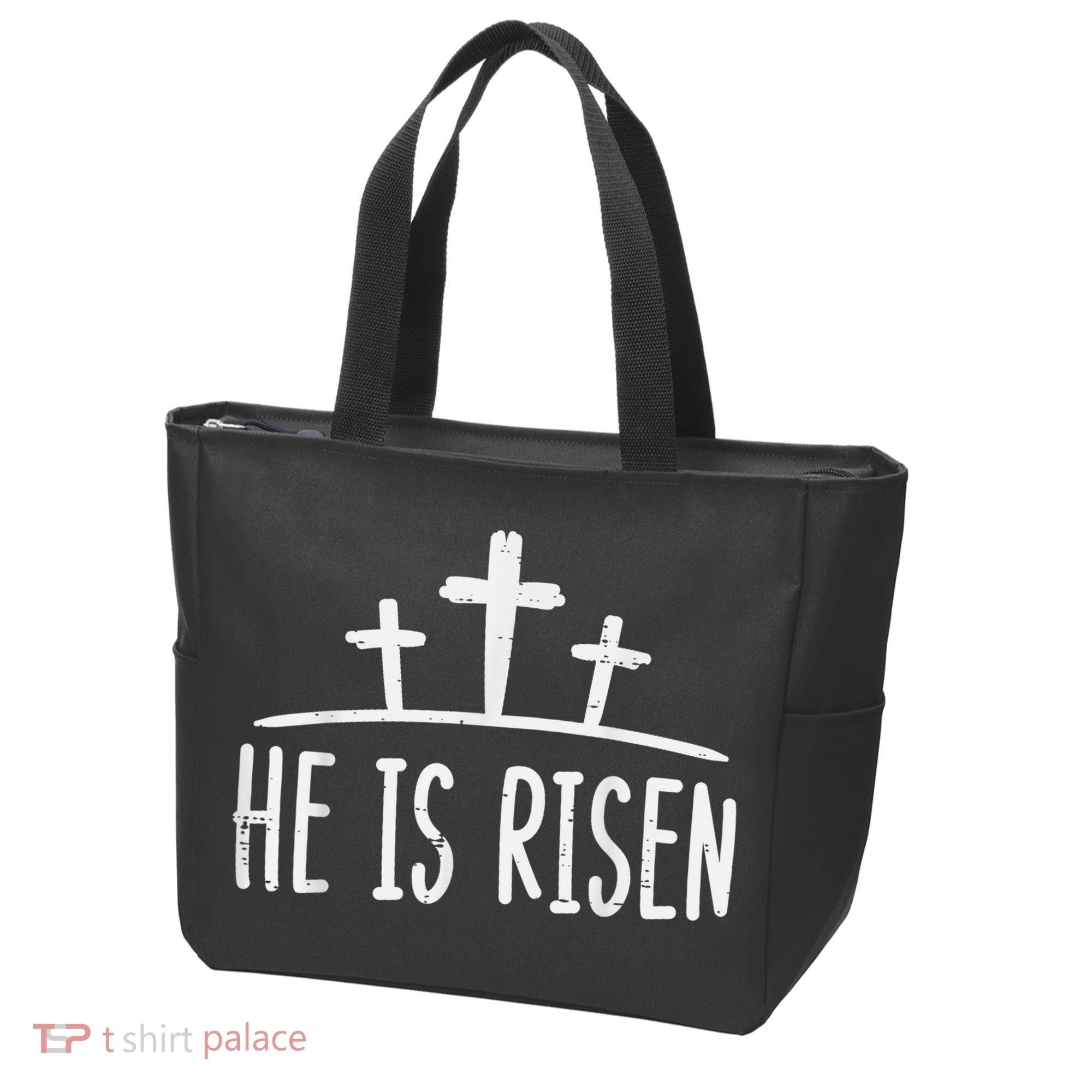 Easter He Is Risen Cross Religious Christian Tote Bag