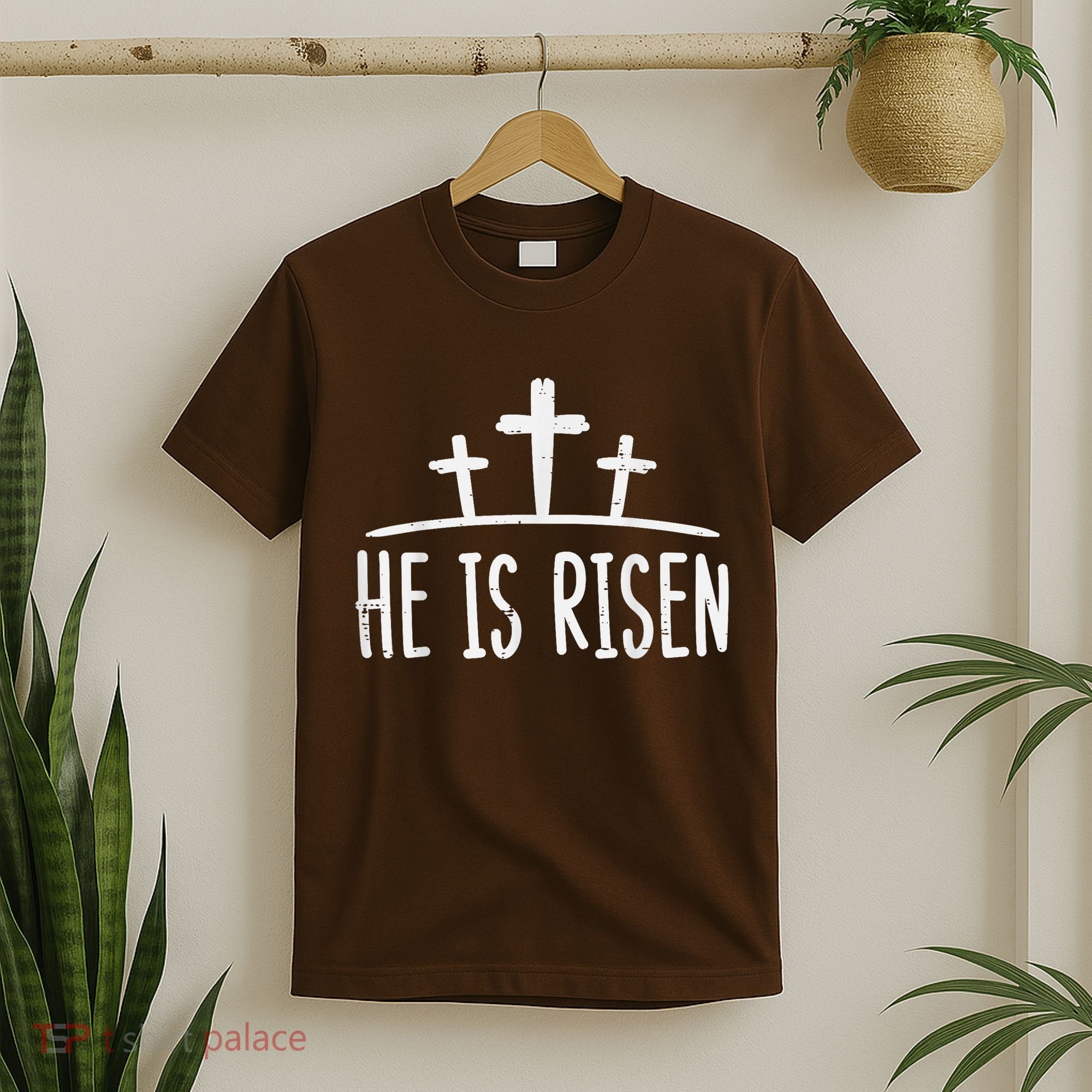 Easter He Is Risen Cross Religious Christian T-Shirt