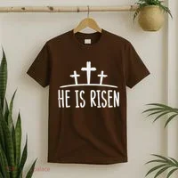 Easter He Is Risen Cross Religious Christian T-Shirt thumb 2