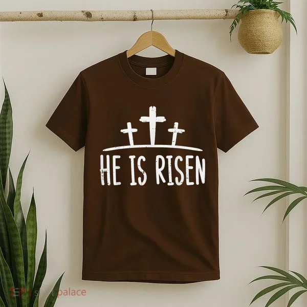Easter He Is Risen Cross Religious Christian T-Shirt