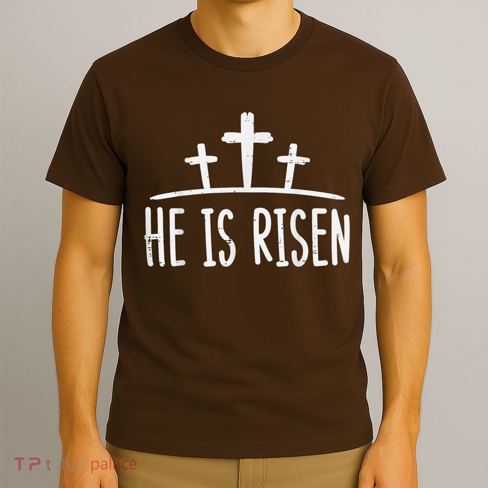 Easter He Is Risen Cross Religious Christian T-Shirt