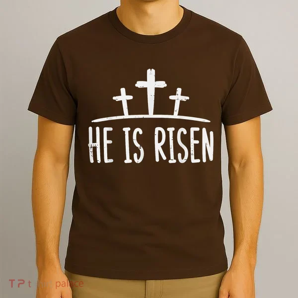 Easter He Is Risen Cross Religious Christian T-Shirt