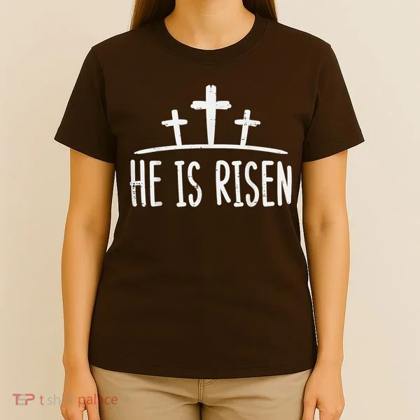 Easter He Is Risen Cross Religious Christian T-Shirt