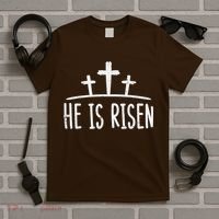Easter He Is Risen Cross Religious Christian T-Shirt thumb 5