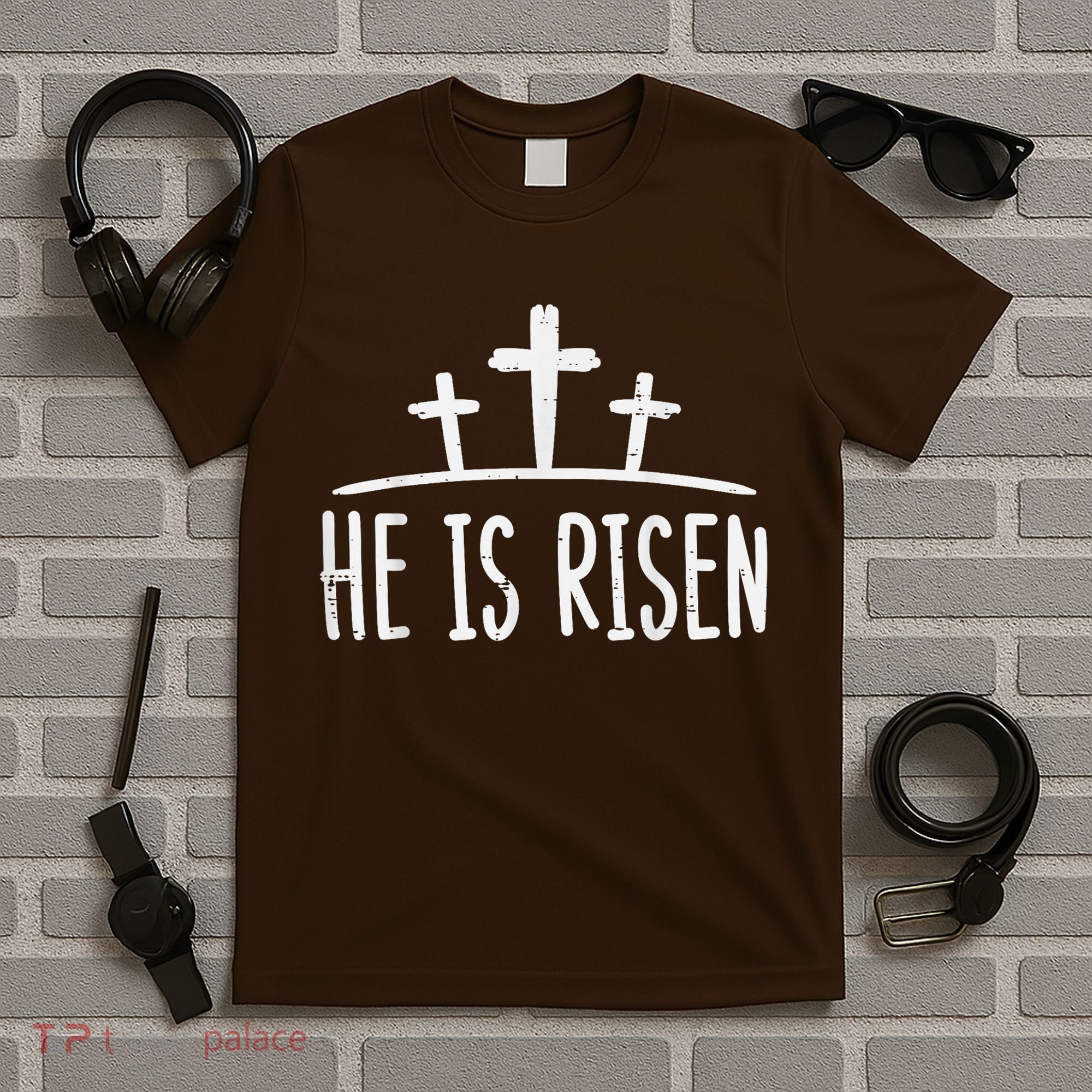 Easter He Is Risen Cross Religious Christian T-Shirt