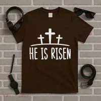 Easter He Is Risen Cross Religious Christian T-Shirt thumb 5
