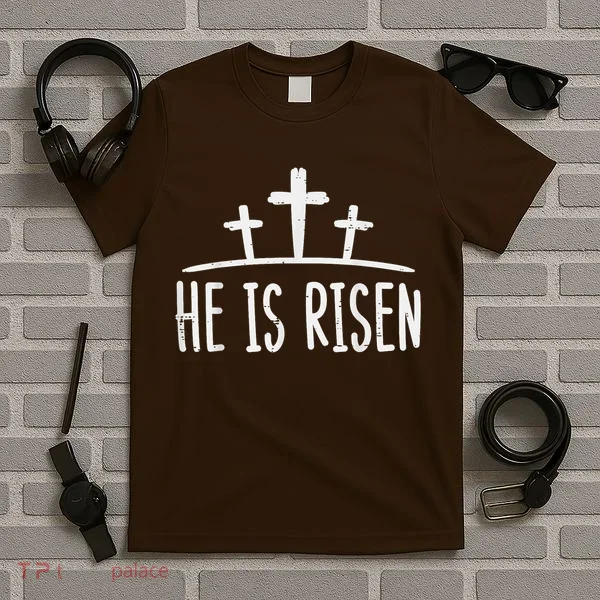 Easter He Is Risen Cross Religious Christian T-Shirt