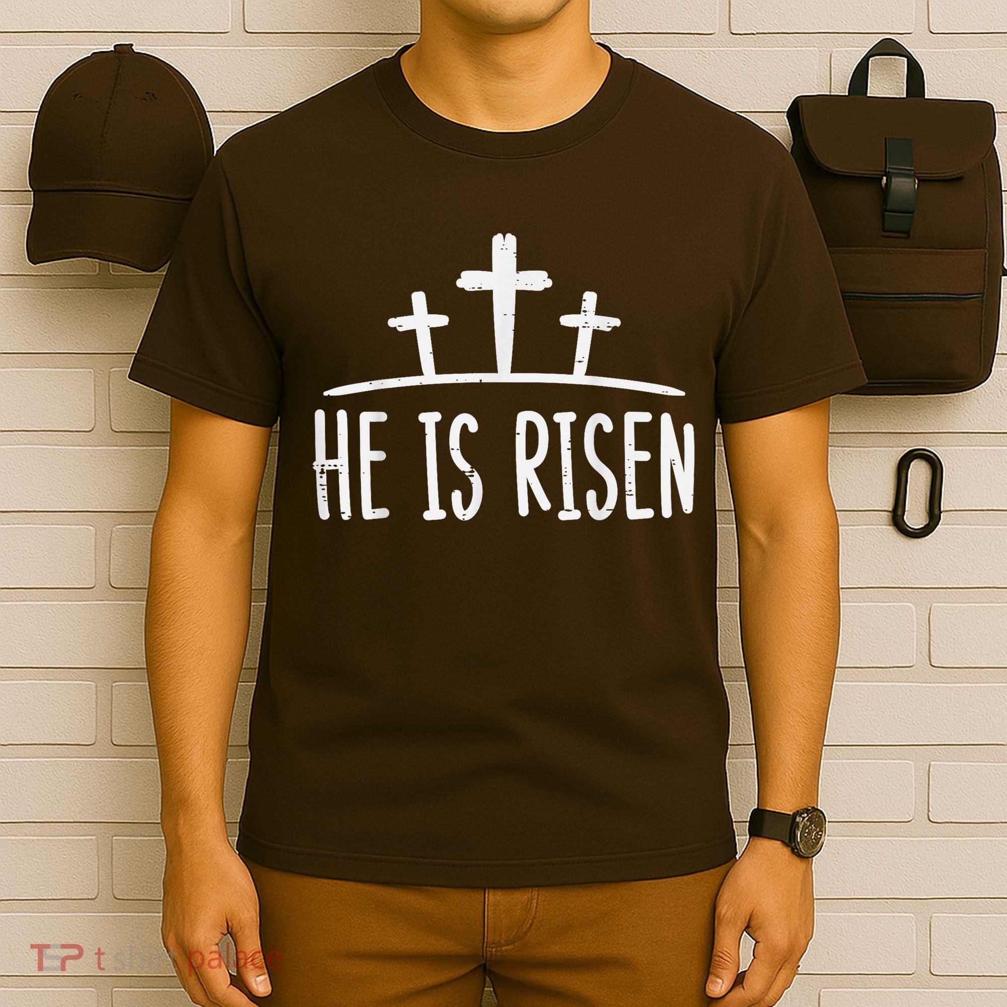 Easter He Is Risen Cross Religious Christian T-Shirt