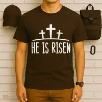 Easter He Is Risen Cross Religious Christian T-Shirt thumb 6