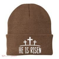 Easter He Is Risen Cross Religious Christian Beanie thumb 0