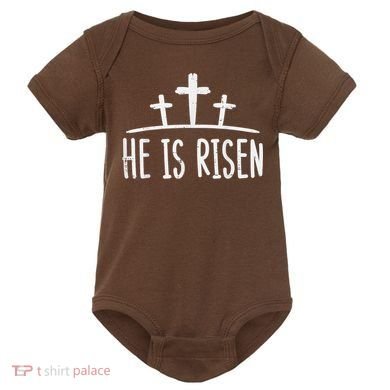 Easter He Is Risen Cross Religious Christian Baby Bodysuit
