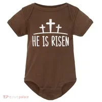 Easter He Is Risen Cross Religious Christian Baby Bodysuit thumb 0