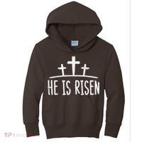 Easter He Is Risen Cross Religious Christian Kids Hoodie thumb 0