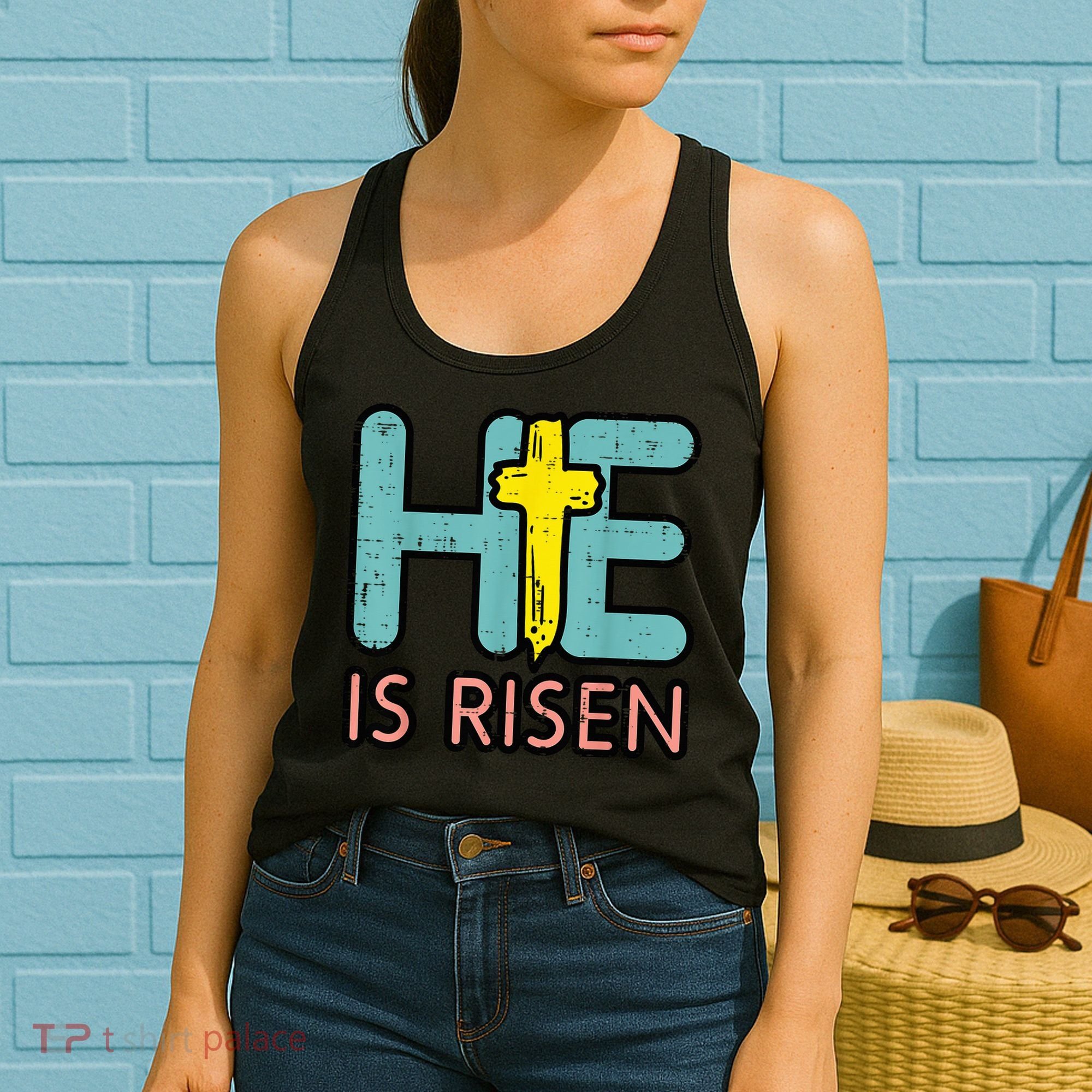 Easter HE Is Risen Jesus Resurrection Christian Women's Tank Top