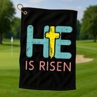 Easter HE Is Risen Jesus Resurrection Christian Golf Towel thumb 1