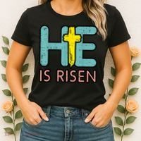 Easter HE Is Risen Jesus Resurrection Christian Women's T-Shirt thumb 2