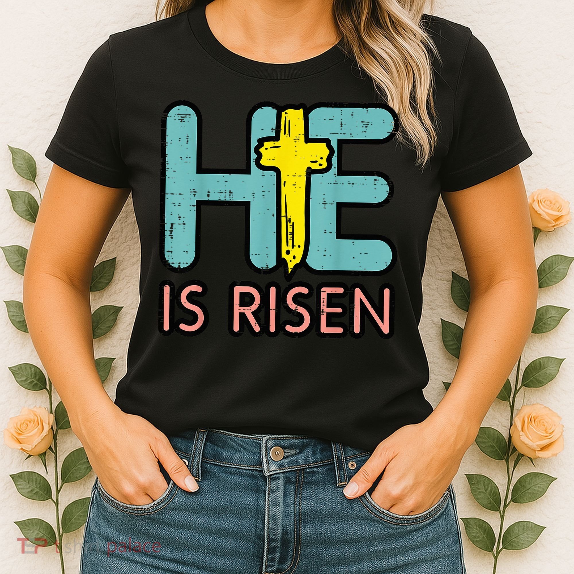 Easter HE Is Risen Jesus Resurrection Christian Women's T-Shirt