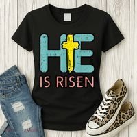 Easter HE Is Risen Jesus Resurrection Christian Women's T-Shirt thumb 3