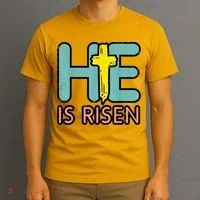 Easter HE Is Risen Jesus Resurrection Christian T-Shirt thumb 3