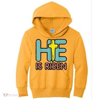 Easter HE Is Risen Jesus Resurrection Christian Kids Hoodie