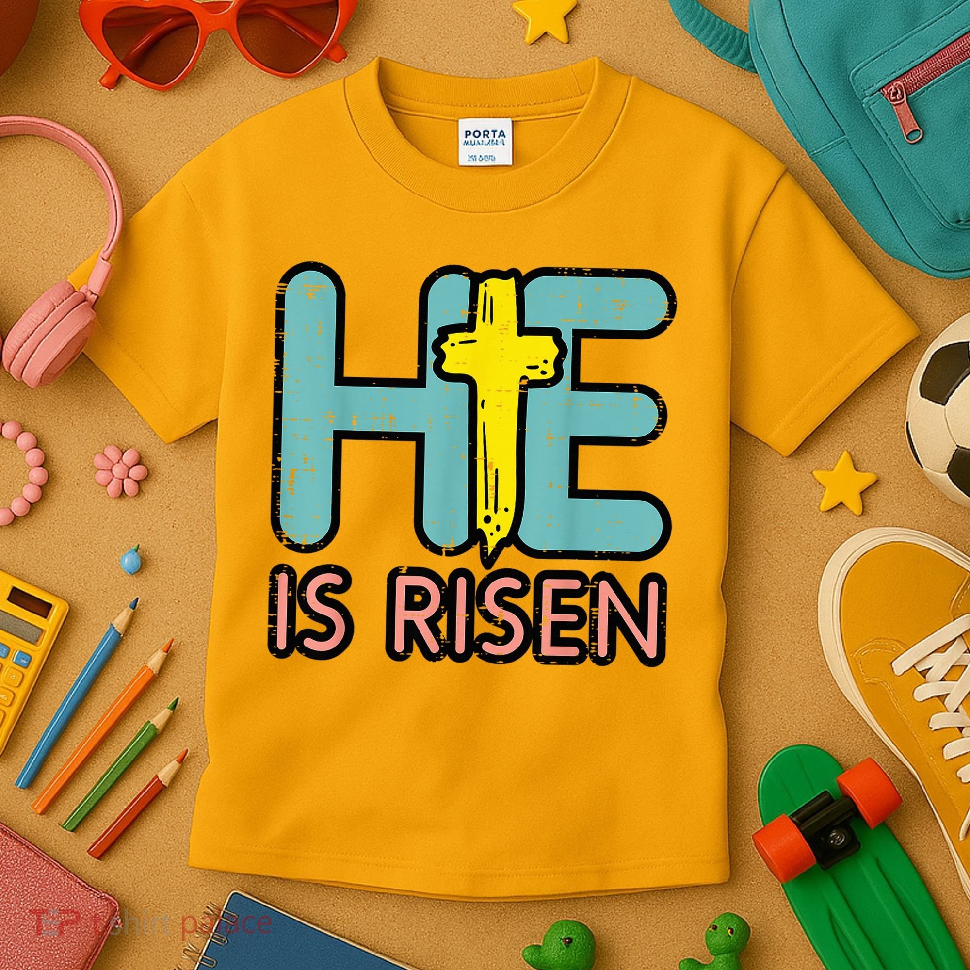 Easter HE Is Risen Jesus Resurrection Christian Kids T-Shirt