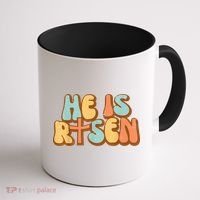 Easter He Is Risen Retro Resurrection Groovy Coffee Mug thumb 1