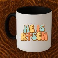 Easter He Is Risen Retro Resurrection Groovy Coffee Mug thumb 2