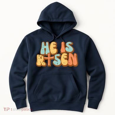 Easter He Is Risen Retro Resurrection Groovy Hoodie