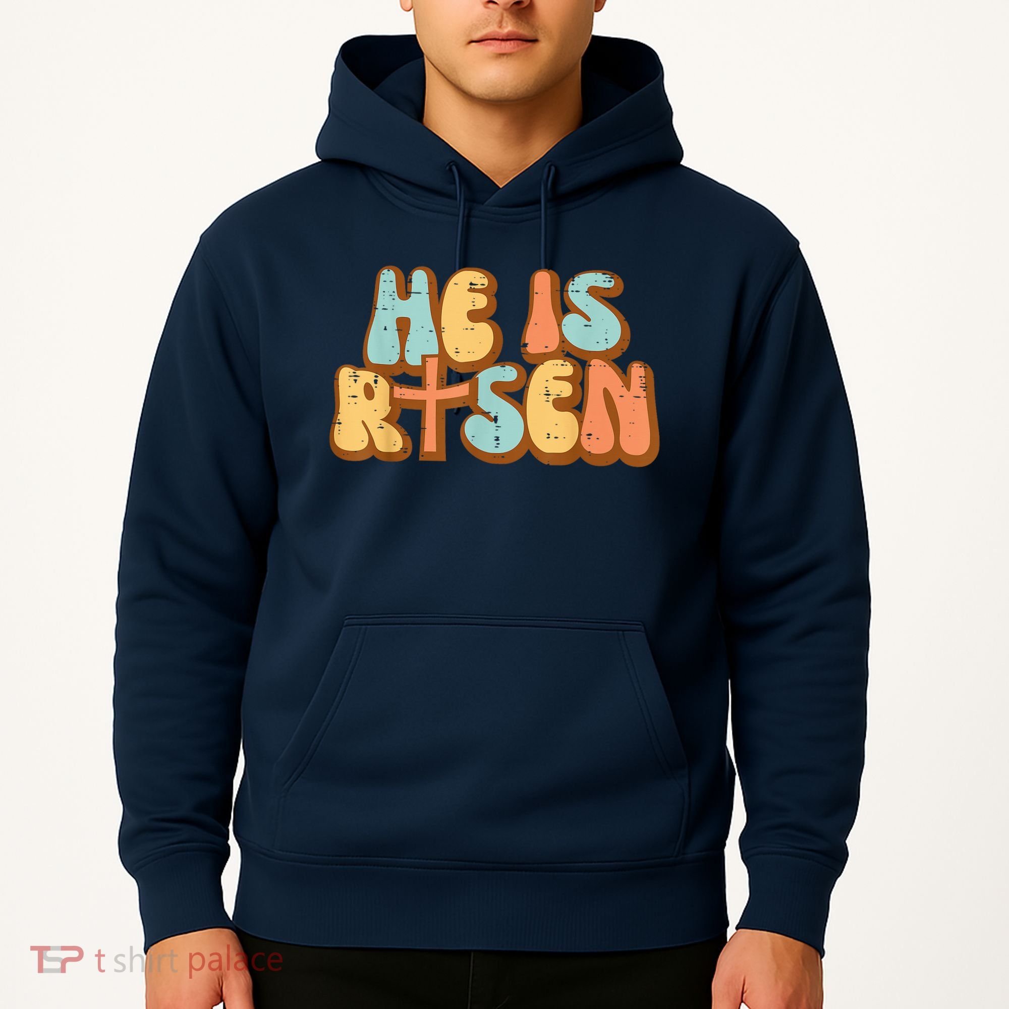 Easter He Is Risen Retro Resurrection Groovy Hoodie