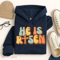 Easter He Is Risen Retro Resurrection Groovy Hoodie thumb 4