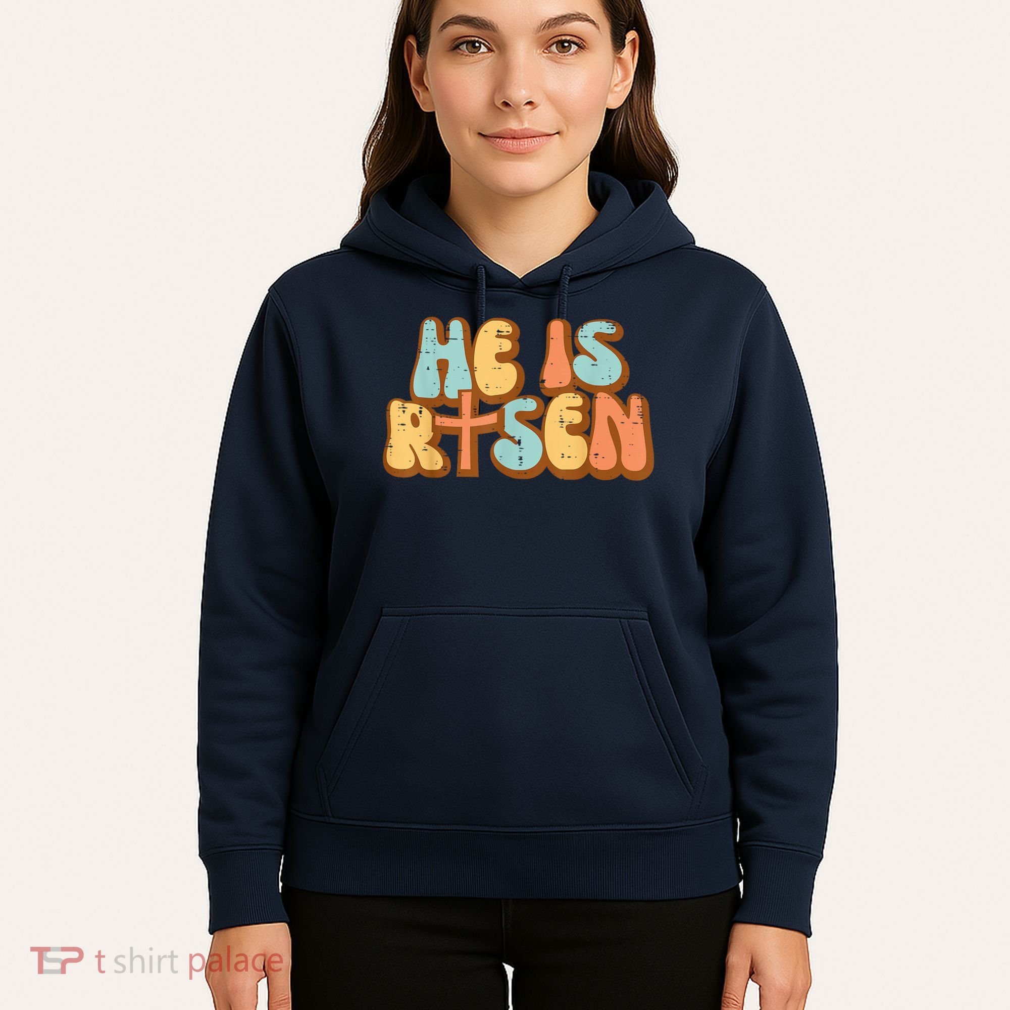 Easter He Is Risen Retro Resurrection Groovy Hoodie