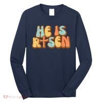 Easter He Is Risen Retro Resurrection Groovy Long Sleeve Shirt thumb 0