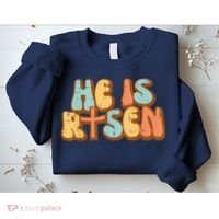 Easter He Is Risen Retro Resurrection Groovy Sweatshirt thumb 2