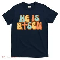 Easter He Is Risen Retro Resurrection Groovy T-Shirt thumb 0