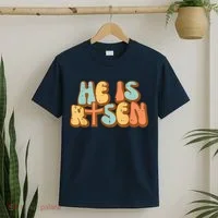 Easter He Is Risen Retro Resurrection Groovy T-Shirt thumb 2