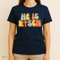 Easter He Is Risen Retro Resurrection Groovy T-Shirt thumb 4
