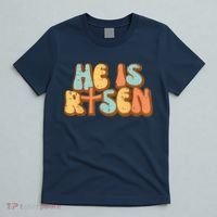 Easter He Is Risen Retro Resurrection Groovy T-Shirt thumb 5