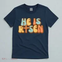Easter He Is Risen Retro Resurrection Groovy T-Shirt thumb 5