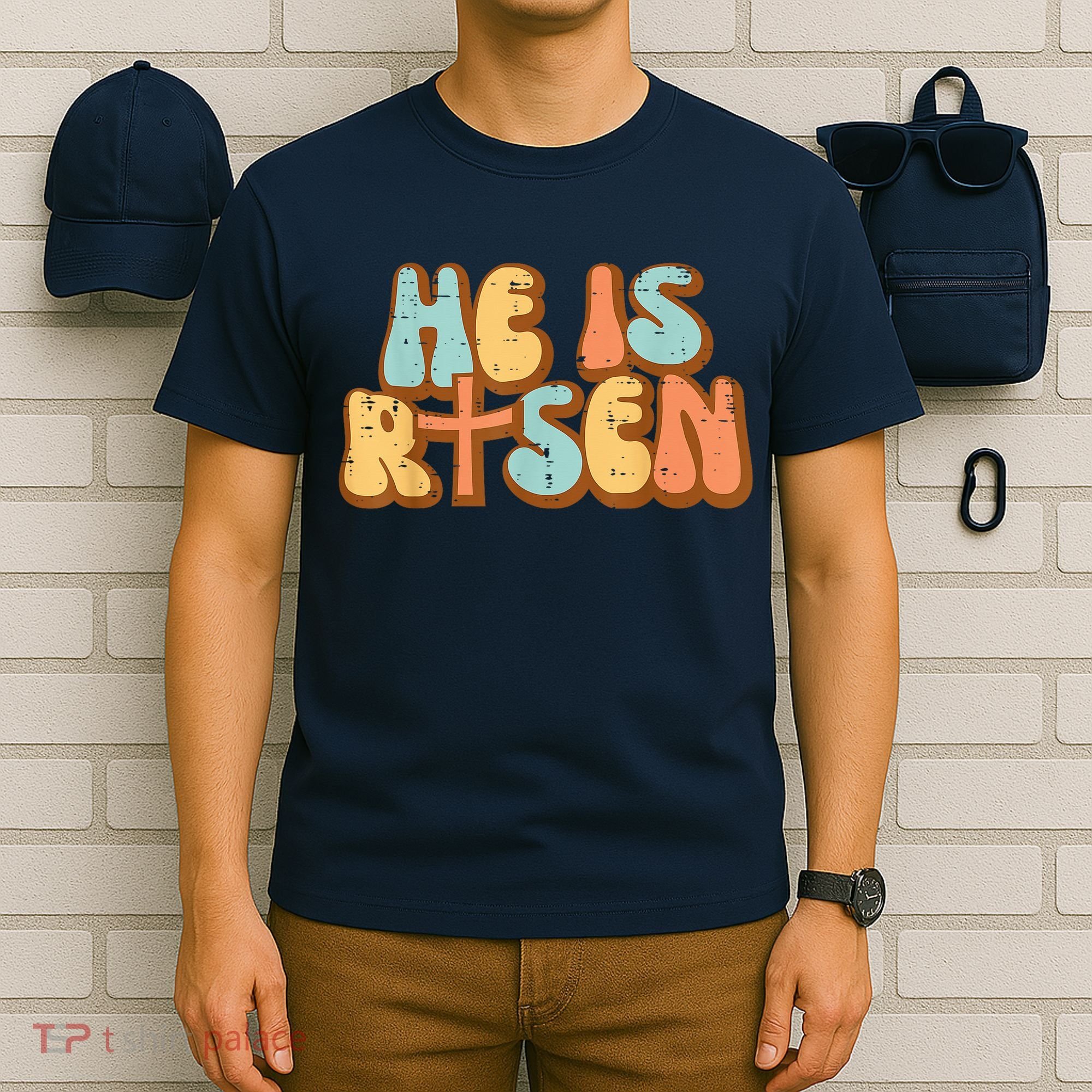 Easter He Is Risen Retro Resurrection Groovy T-Shirt