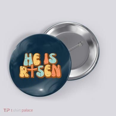 Easter He Is Risen Retro Resurrection Groovy Button