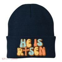 Easter He Is Risen Retro Resurrection Groovy Beanie thumb 0