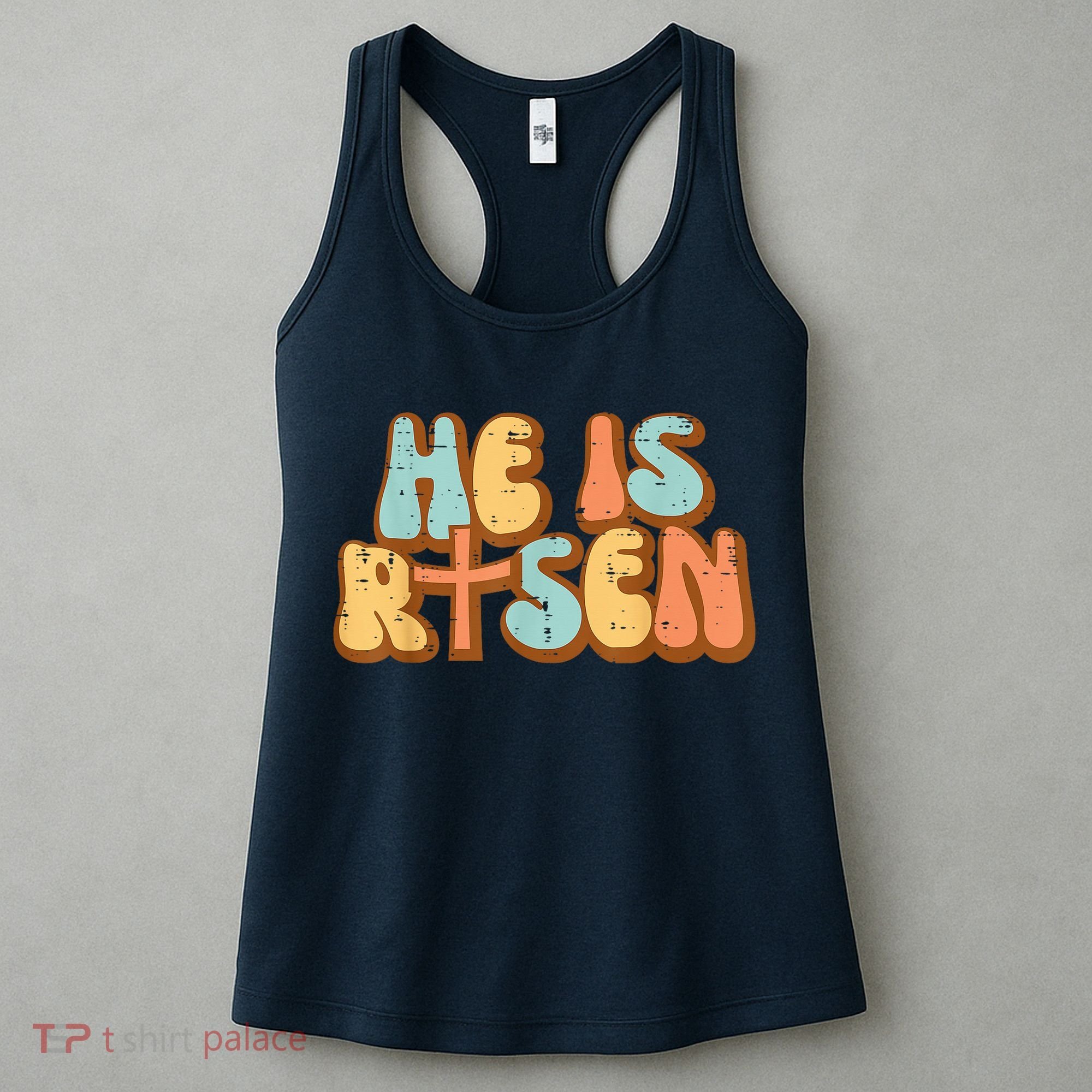 Easter He Is Risen Retro Resurrection Groovy Women's Tank Top
